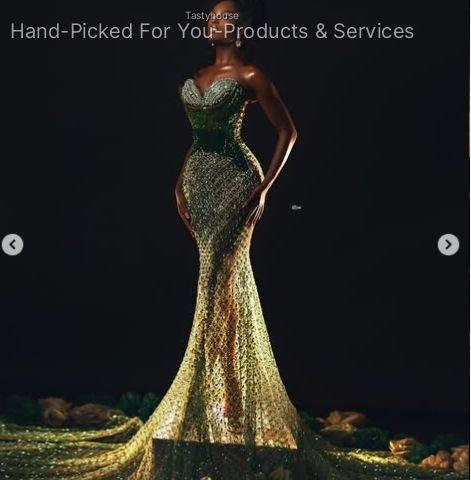 Green Crystal Embellished Mermaid Gown
