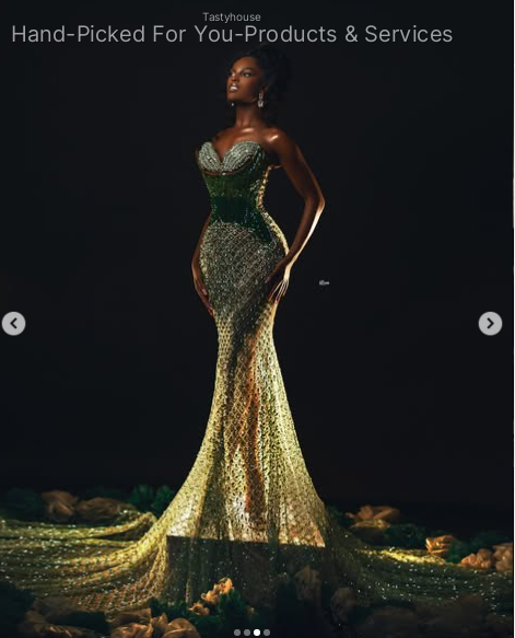 Green Crystal Embellished Mermaid Gown