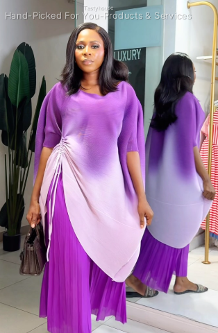Two-Piece Plissé & Ball Midi Dress