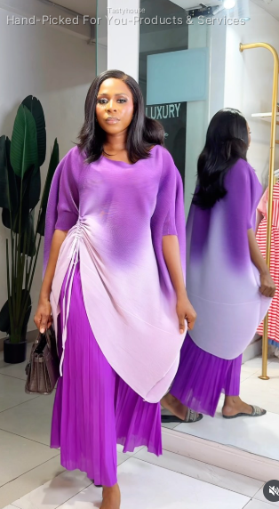 Two-Piece Plissé & Ball Midi Dress