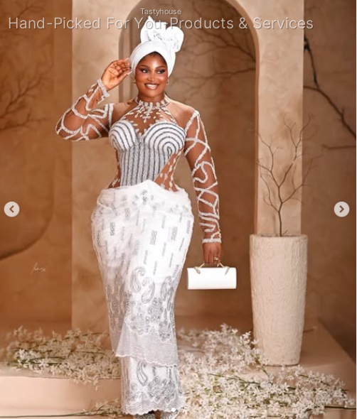 White Lace Corset Evening Gown