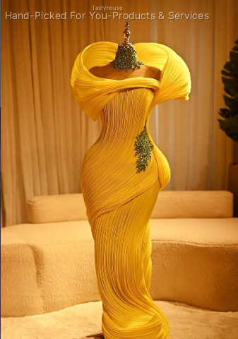 Vibrant Yellow Custom Spiral Dress