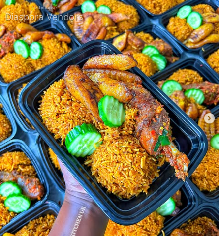 Party Food Packs – Jollof Rice, Chicken & Plantain