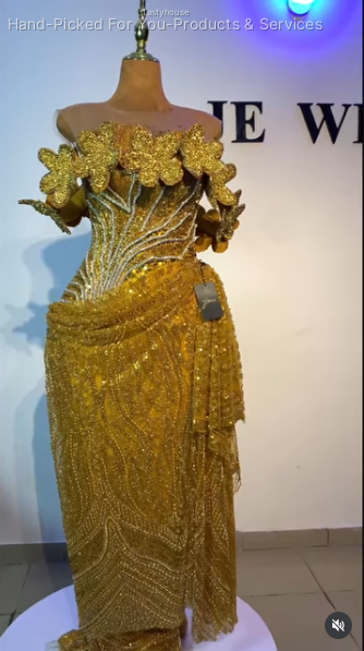 Gold Custom Couture Hand-Beaded Dress