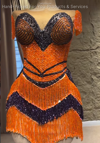 After Party Look – Plum & Orange Dress