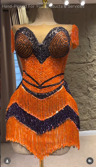 After Party Look – Plum & Orange Dress