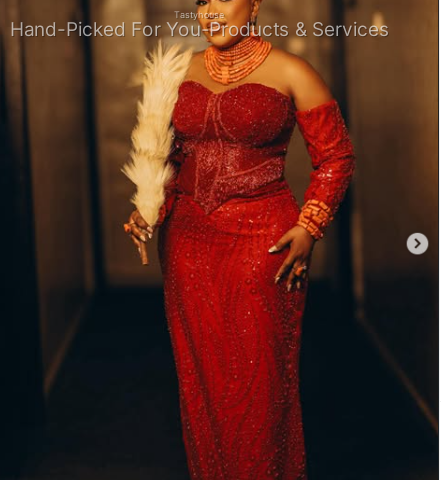 Traditional Edo Bridal Velvet Gown