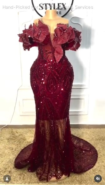 Wine Red 3D Floral Corset Dress