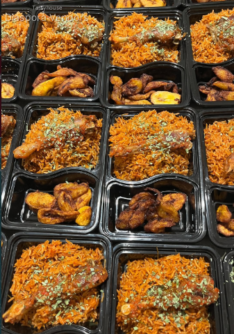 Smoky Jollof Rice X Garnished Chicken X Fried Plantain
