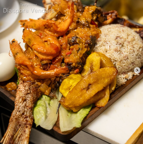 Fried Red Snapper with Jollof Rice & Plantain