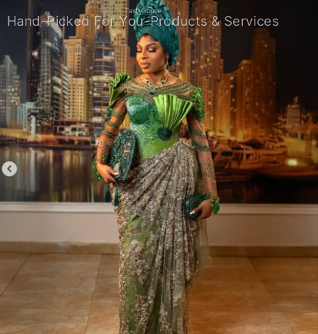 Custom Green Yoruba-Inspired Iro and Bùbá Ensemble