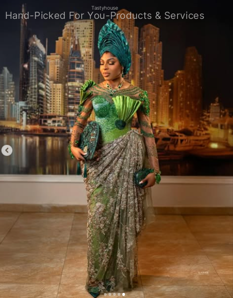 Custom Green Yoruba-Inspired Iro and Bùbá Ensemble
