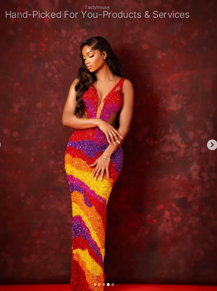 Multi-Coloured Sequin Wave Pattern Evening Gown