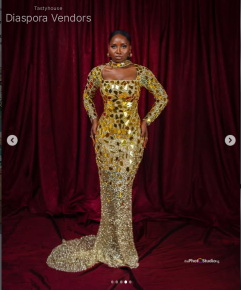Gold Mirror Embellished Gown