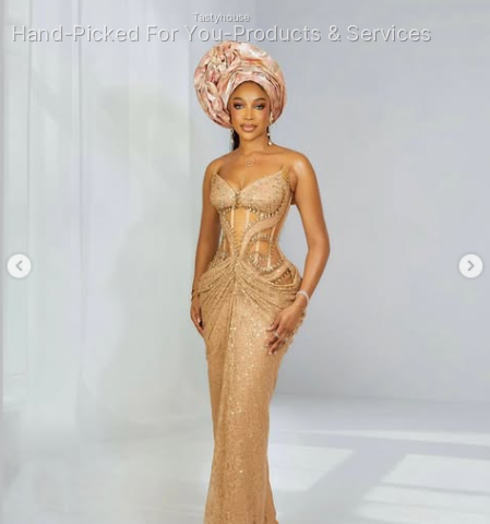 Champagne Gold Sequined Corset Gown