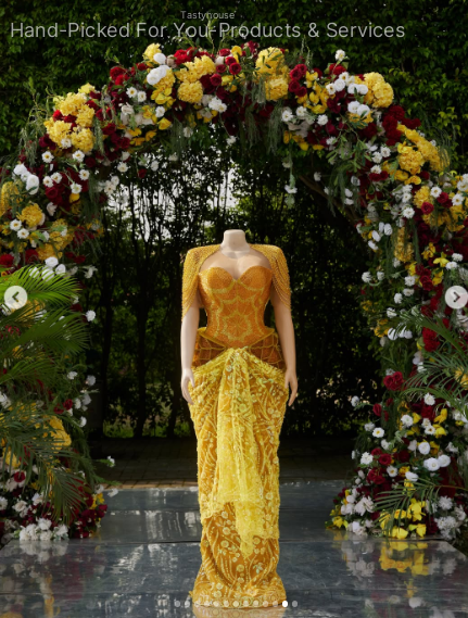 Yellow Structured Corset Beaded Gown