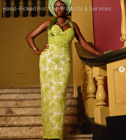 Lime Green Floral Lace Sweetheart Maxi Gown