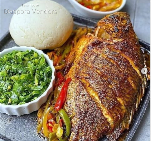 Whole Grilled Tilapia with Ugali & Greens