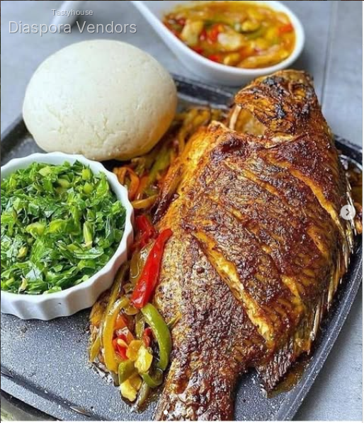 Whole Grilled Tilapia with Ugali & Greens