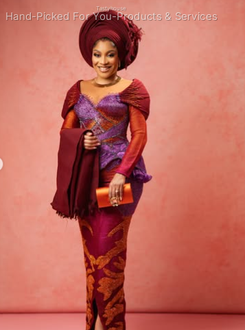 Purple and Maroon Tailored Yoruba Outfit