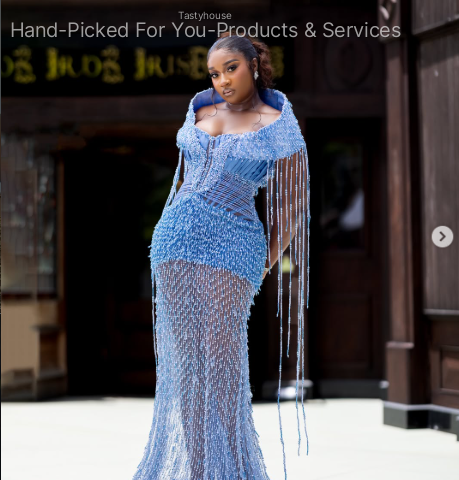 Light Blue Beaded Gown