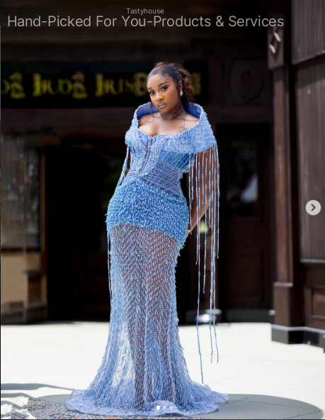 Light Blue Beaded Gown
