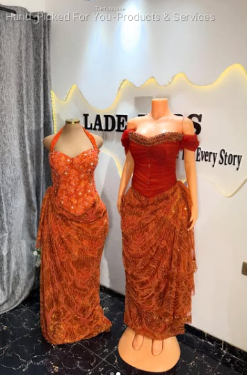 Custom-Made Orange Aso Ebi Dress