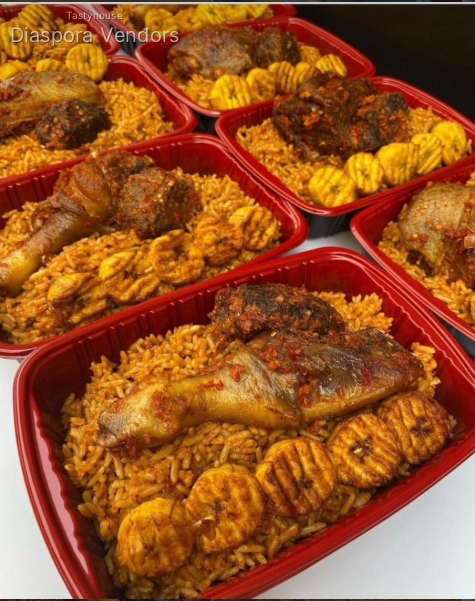 Smoky Party Jollof Rice with Peppered Chicken & Dodo