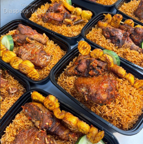 Smoky Party Jollof Rice with Peppered Chicken & Dodo