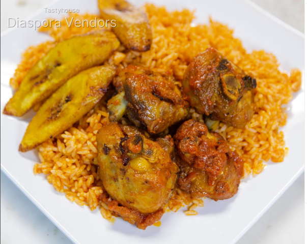 Jollof Rice, Chicken & Plantain