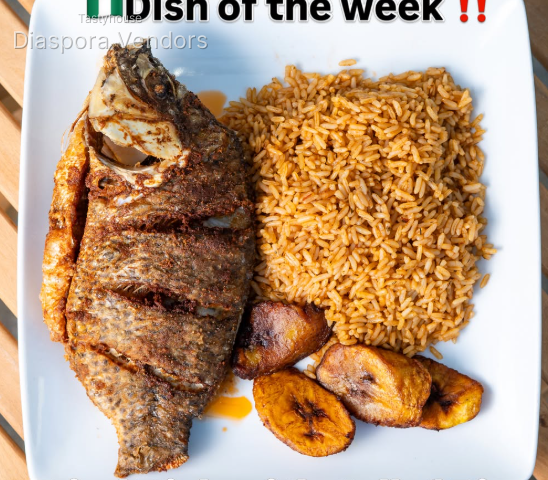 Fried Fish Combo with Jollof Rice & Plantain