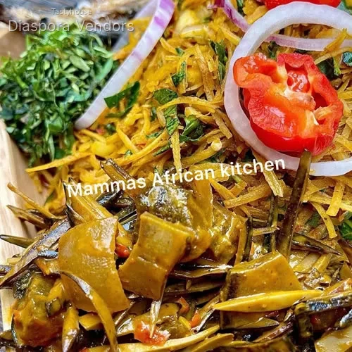 Abacha & Fried Fish & Ugba
