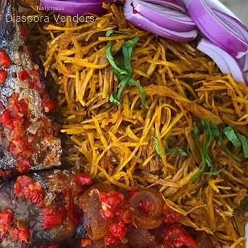 Abacha & Fried Fish & Ugba