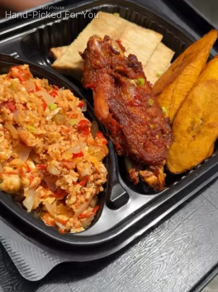 Yam & Plantain Fries, Turkey & Egg Sauce