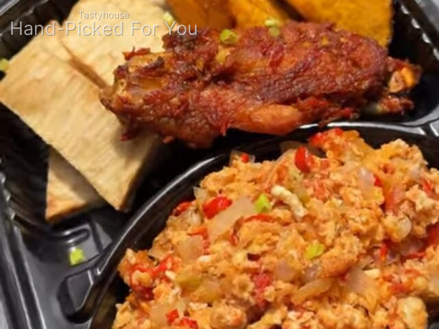 Yam & Plantain Fries, Turkey & Egg Sauce