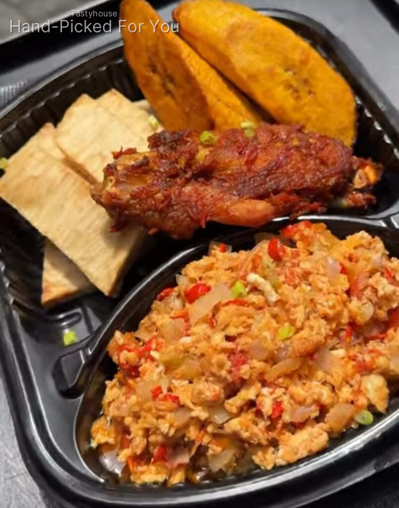 Yam & Plantain Fries, Turkey & Egg Sauce