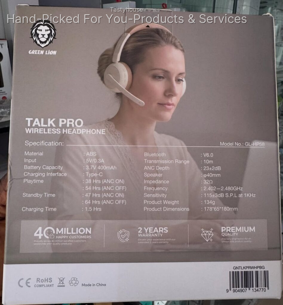 GREENLION DUAL NOISE CONTROL WIRELESS HEADSET (ANC & ENC)