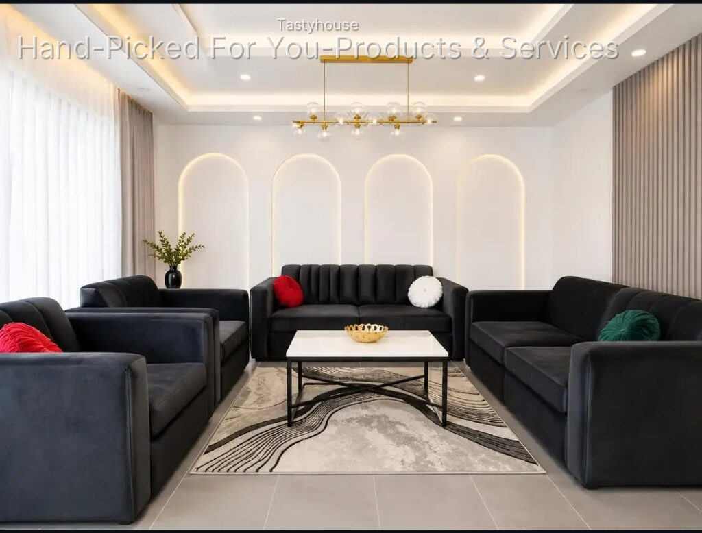 New 7 Seaters Dark Grey Sofa Set