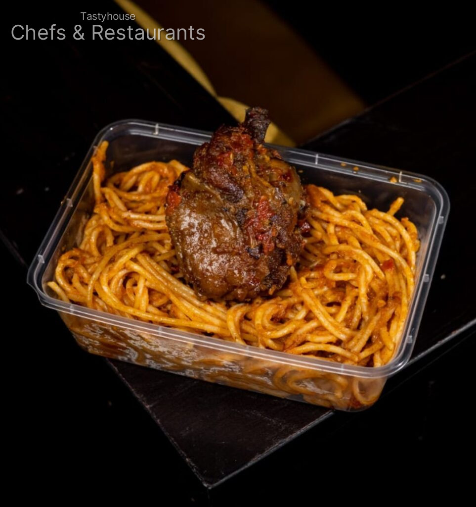 Jollof spaghetti & chicken