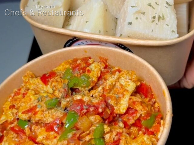 Yam and egg sauce