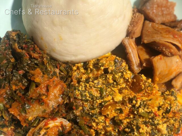 Pounded Yam with Egusi & Shaki/cow leg