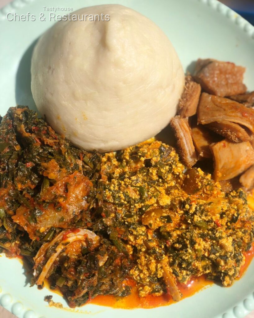 Pounded Yam with Egusi & Shaki/cow leg