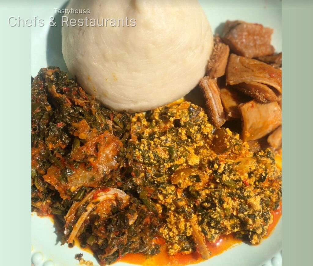 Pounded Yam with Egusi & Shaki/cow leg