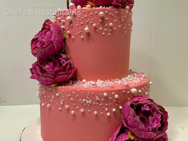 Two-tiered cake