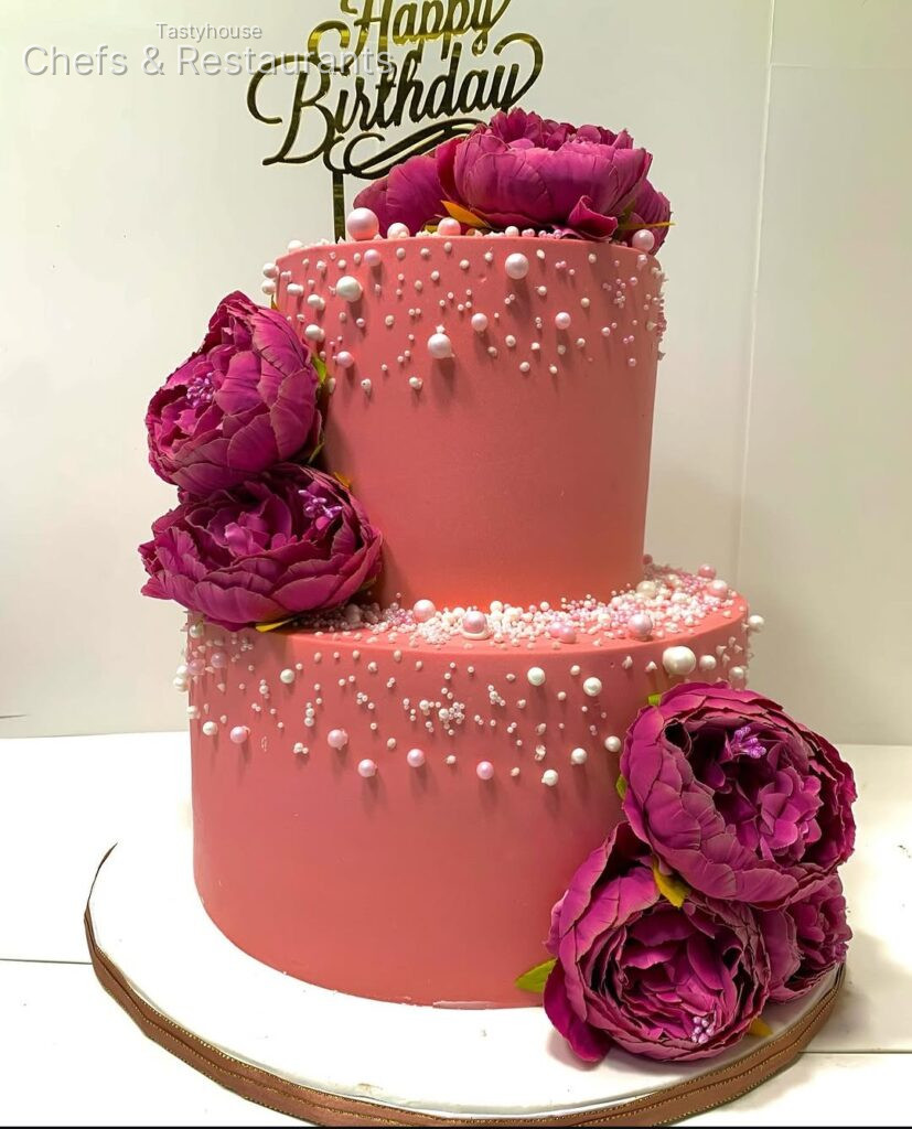 Two-tiered cake