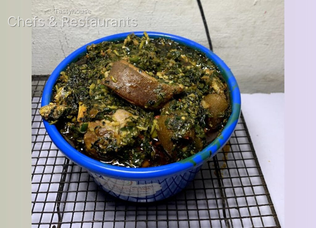Edikaikong with goat meat