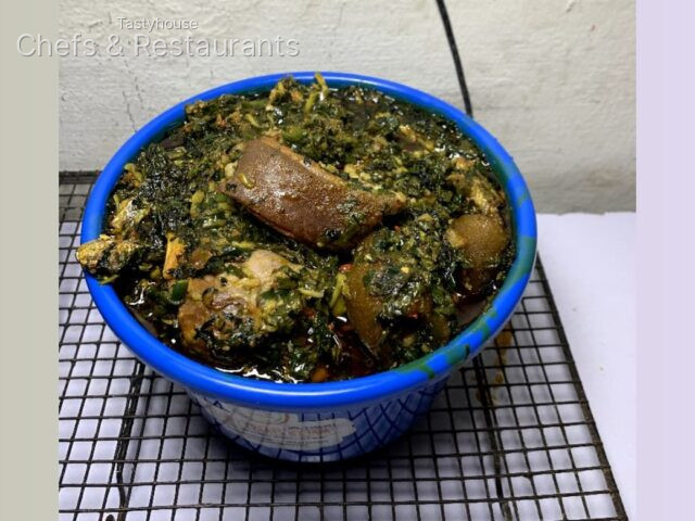 Edikaikong with goat meat