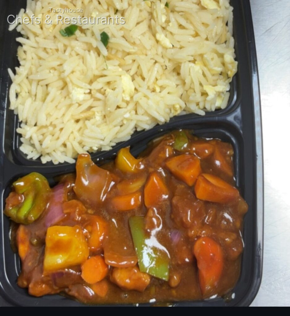 fluffy Egg Rice & Signature Glazed Chicken sauce