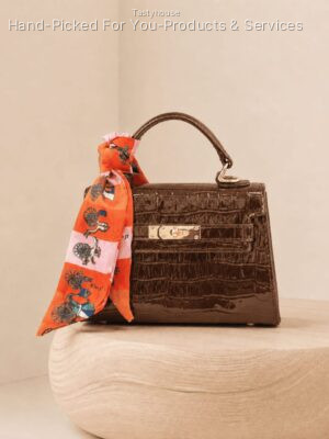 Black Patent Croco Twistlock Mini Bag