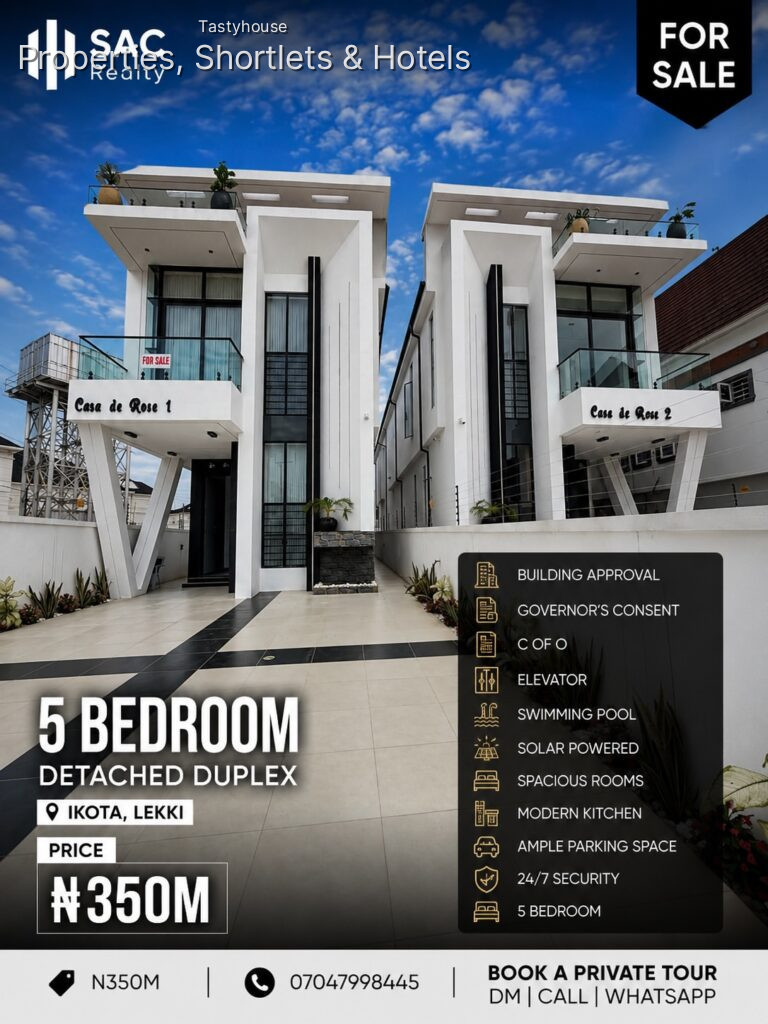 5 bedroom detached duplex with swimming pool